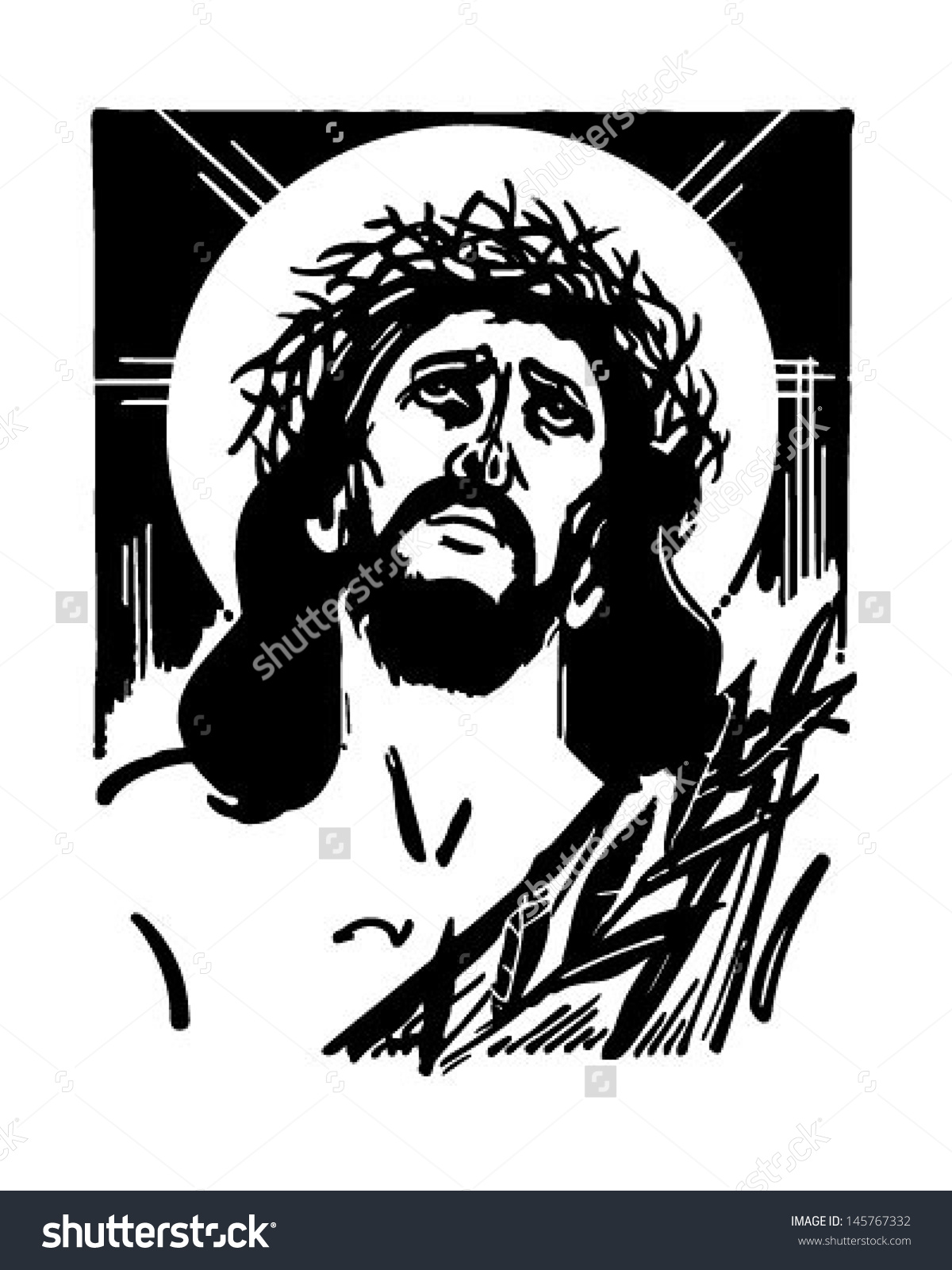 Jesus Crown Thorns Retro Clip Art Stock Vector 145767332.