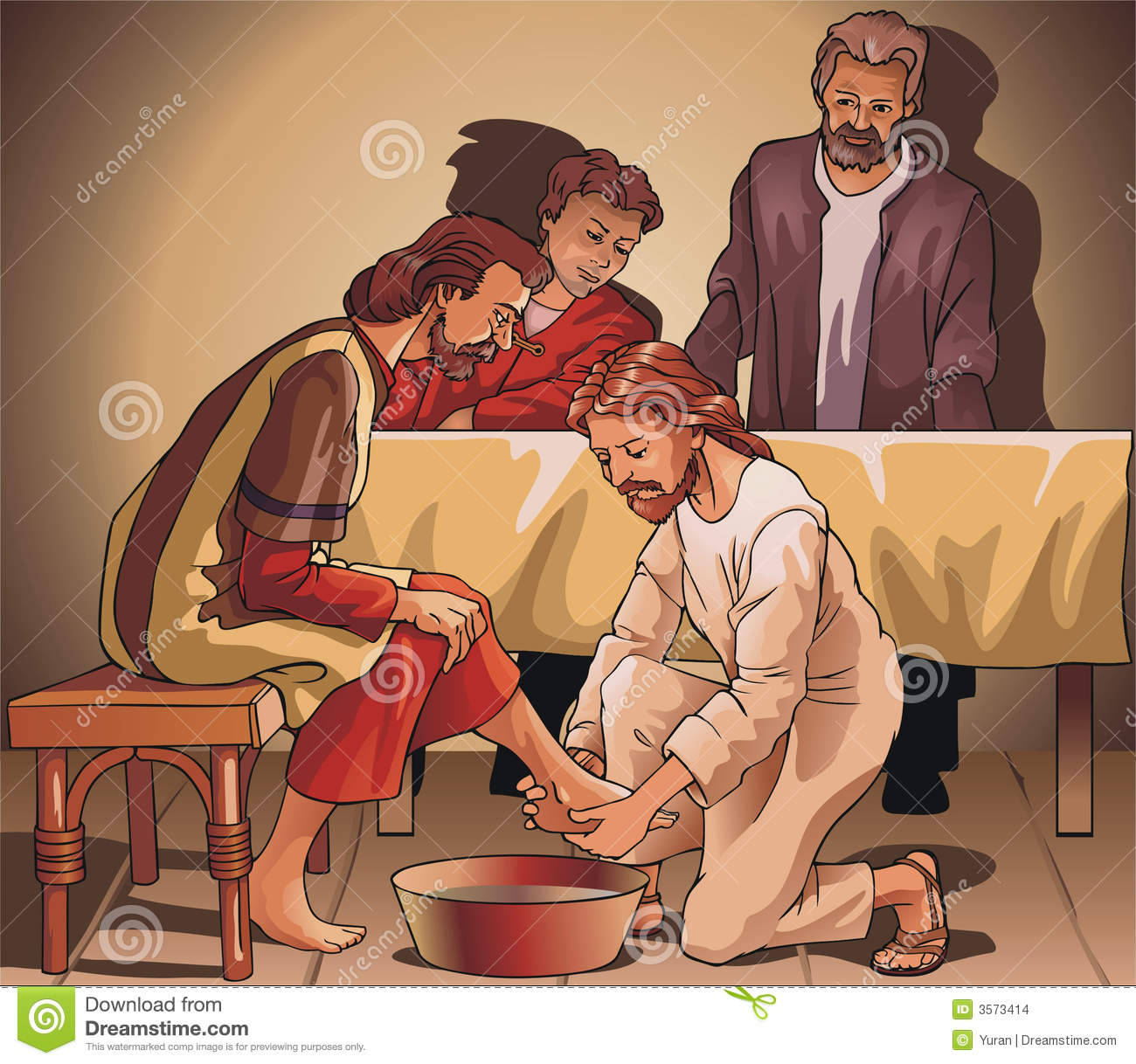 Jesus Washing Feet Stock Illustrations.