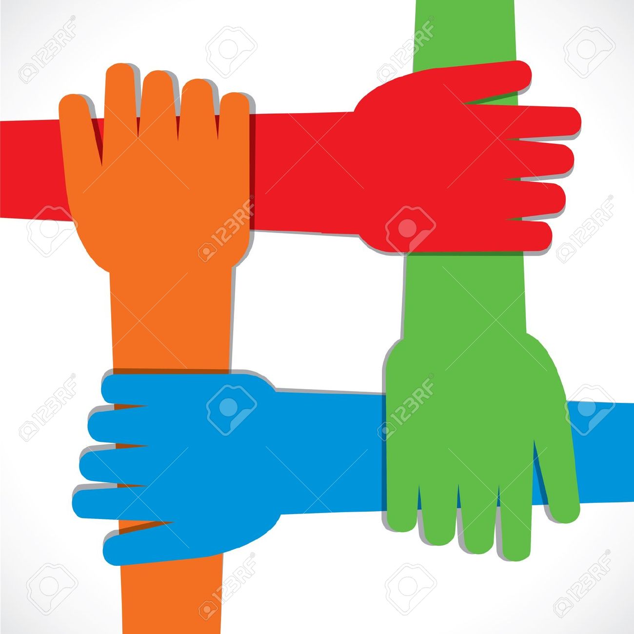 people joining hands together