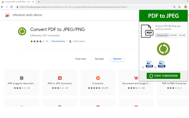 Convert PDF to JPEG/PNG.