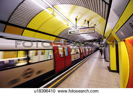 Stock Photography of England, London, Baker Street. A tube train.