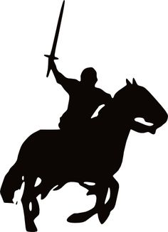 Medieval horse and knight silhouette..