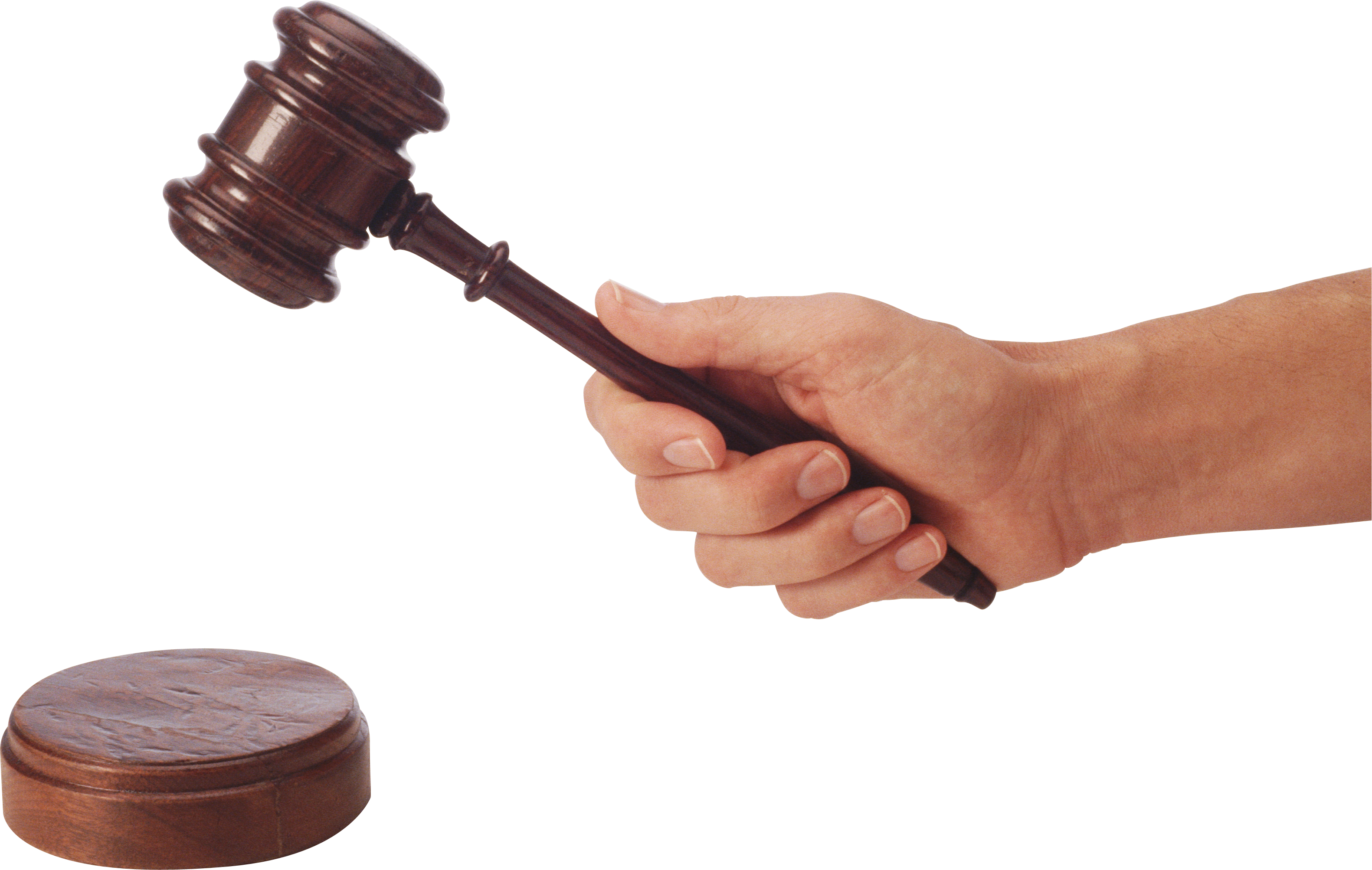 Gavel Judge Hammer in hand PNG Image.
