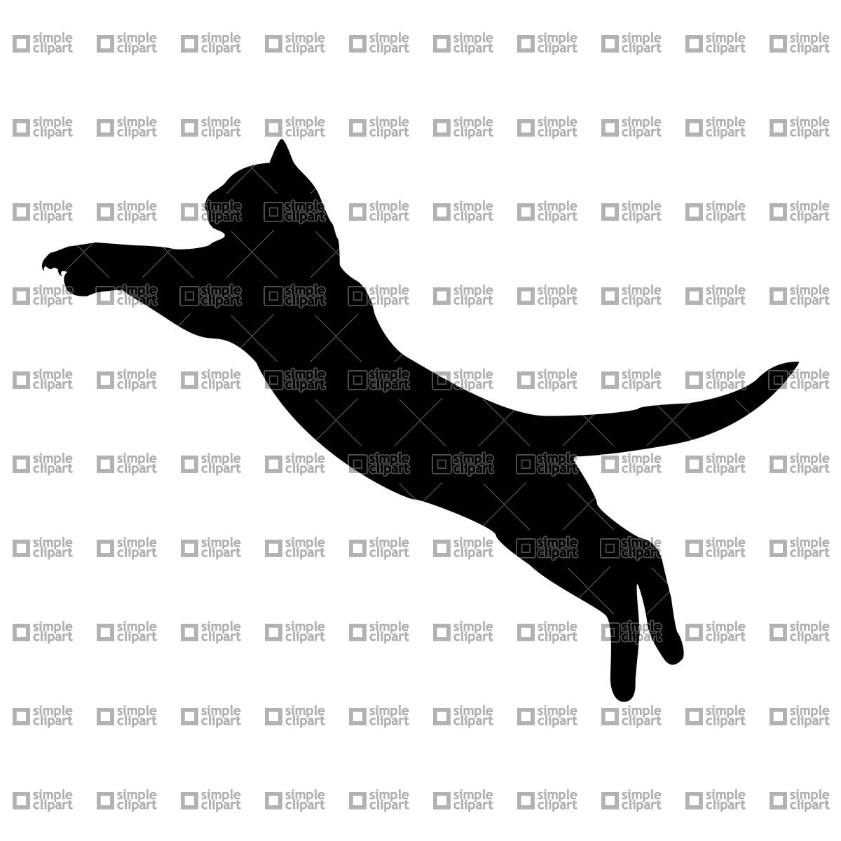 Silhouette of jumping cat Vector Image #21265.
