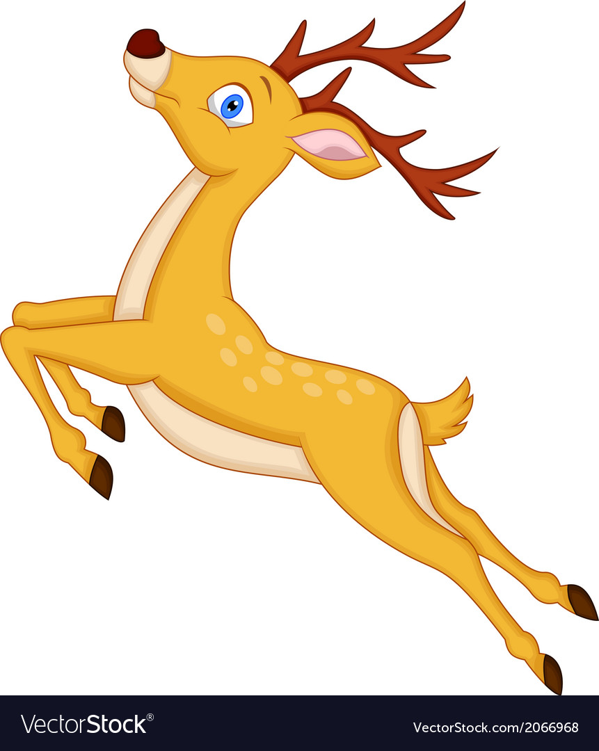 Cute deer cartoon jumping.