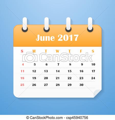 USA Calendar for June 2017. Week starts on Sunday..