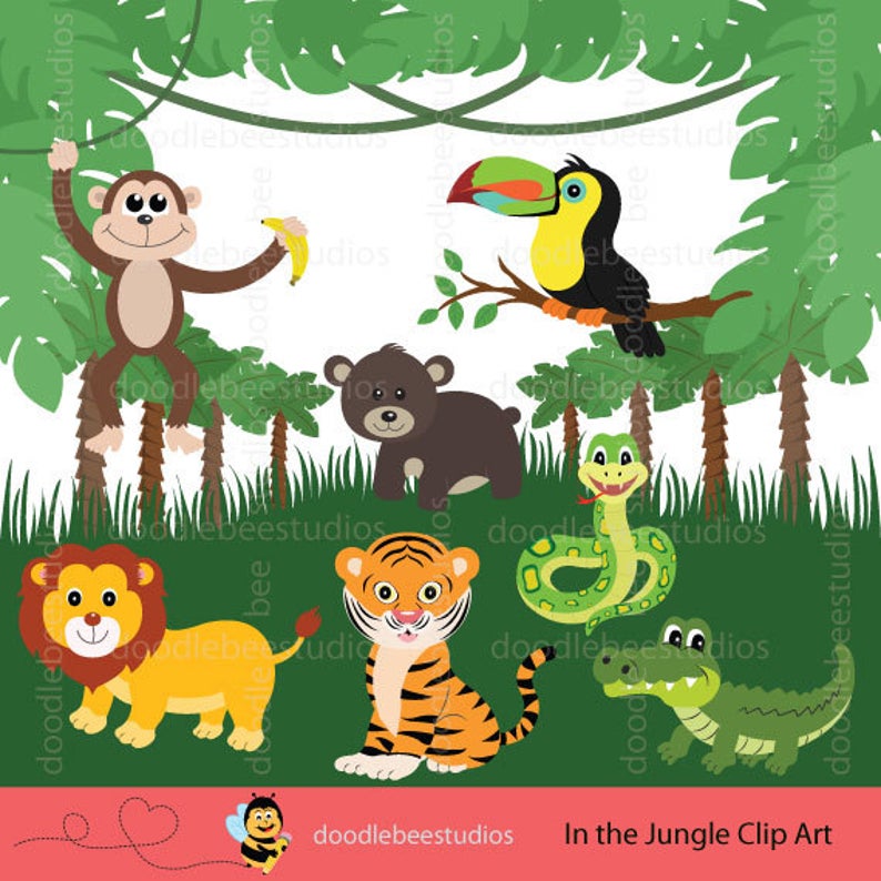 Jungle Animals Clipart, Jungle Friends Clip Art, Safari Animals, Animal  Clipart, Animals Clipart, Jungle Clip Art, Safari Clipart.