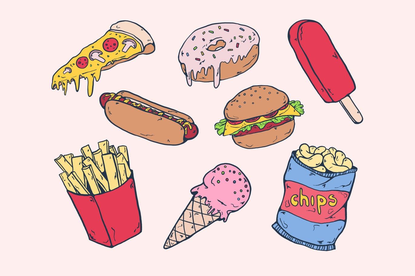 Junk Food Clipart PSD.