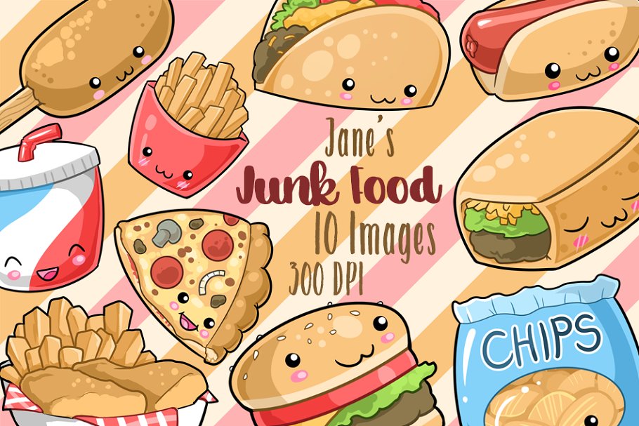 Kawaii Junk Food Clipart.