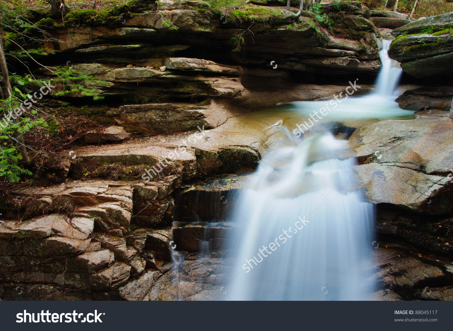 Sabbaday Falls Off The Kancamagus Highway In The White Mountain.