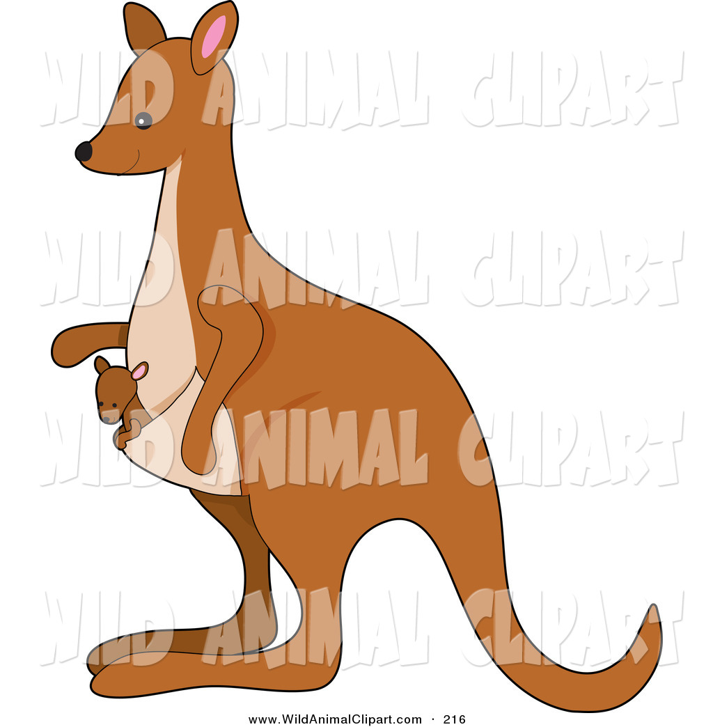 Clip Art of a Baby Joey Riding in a Kangaroo Pouch Facing Left by.