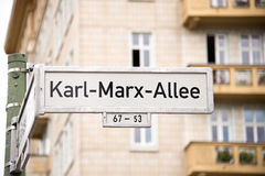 Karl Marx Allee Street Sign, Berlin Stock Image.