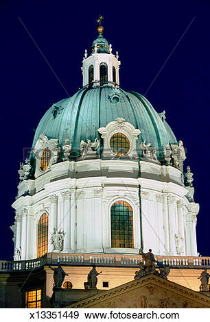 Stock Photograph of Austria, Vienna, Karlsplatz, Karlskirche dome.