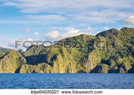 Picture of Karst landscape on Coron Island in the late afternoon.