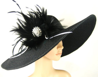 Kentucky Derby Hat Derby Hat Dress Hat Wide Brim Black Hat With.