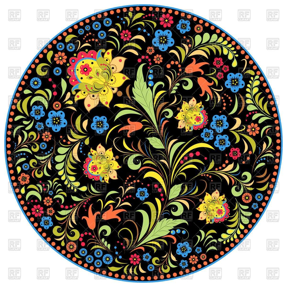 Floral traditional russian pattern Khokhloma Vector Image #110390.