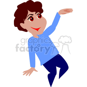 A Man in a Blue Shirt and Black Pants Breakdancing clipart. Royalty.