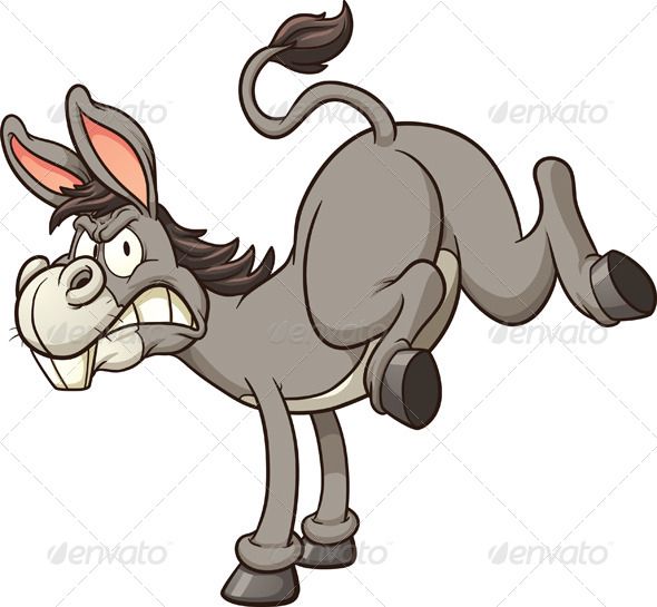 Angry donkey kick. Vector clip art illustration with simple.