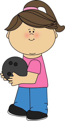 Girl with Bowling Ball Clip Art.