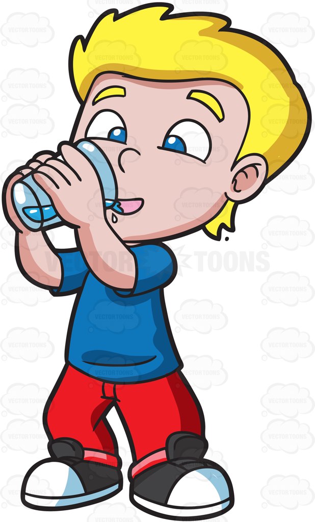 Boy Drinking Water Clipart.
