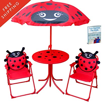 Amazon.com: Kid Folding Table And Chairs Set With Umbrella.