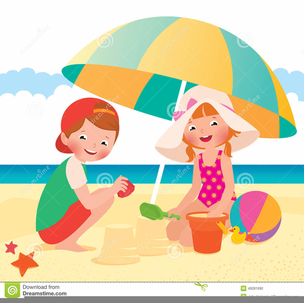 Free Clipart Of Children Playing At The Beach.