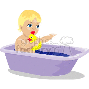 Child in bathtub clipart. Royalty.
