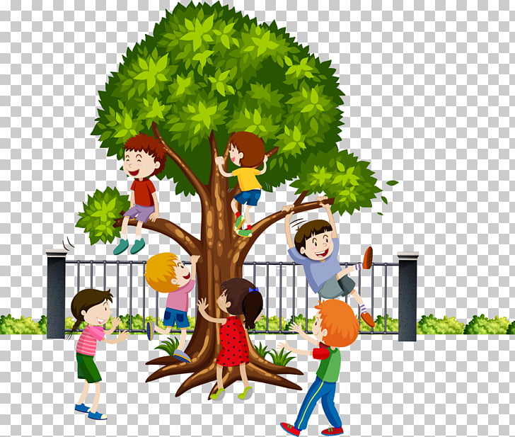Tree climbing Monkey , Children playing on a tree, children.
