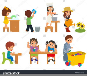 Child Doing Chores Clipart.