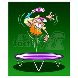 kid jumping on a trampoline clipart. Royalty.