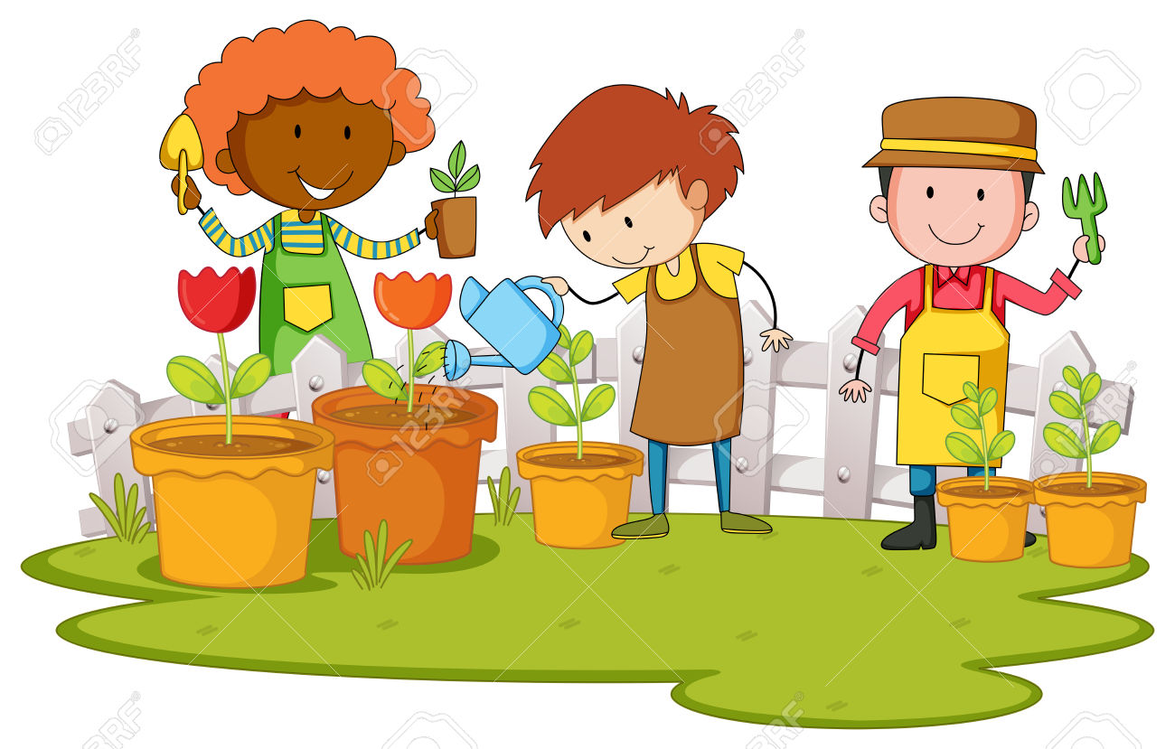 Planting In The Garden Clipart.