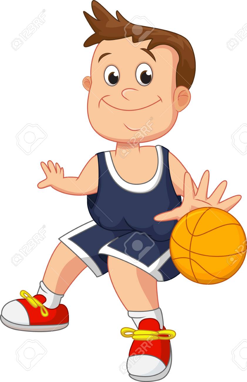 illustration of kid playing basketball.