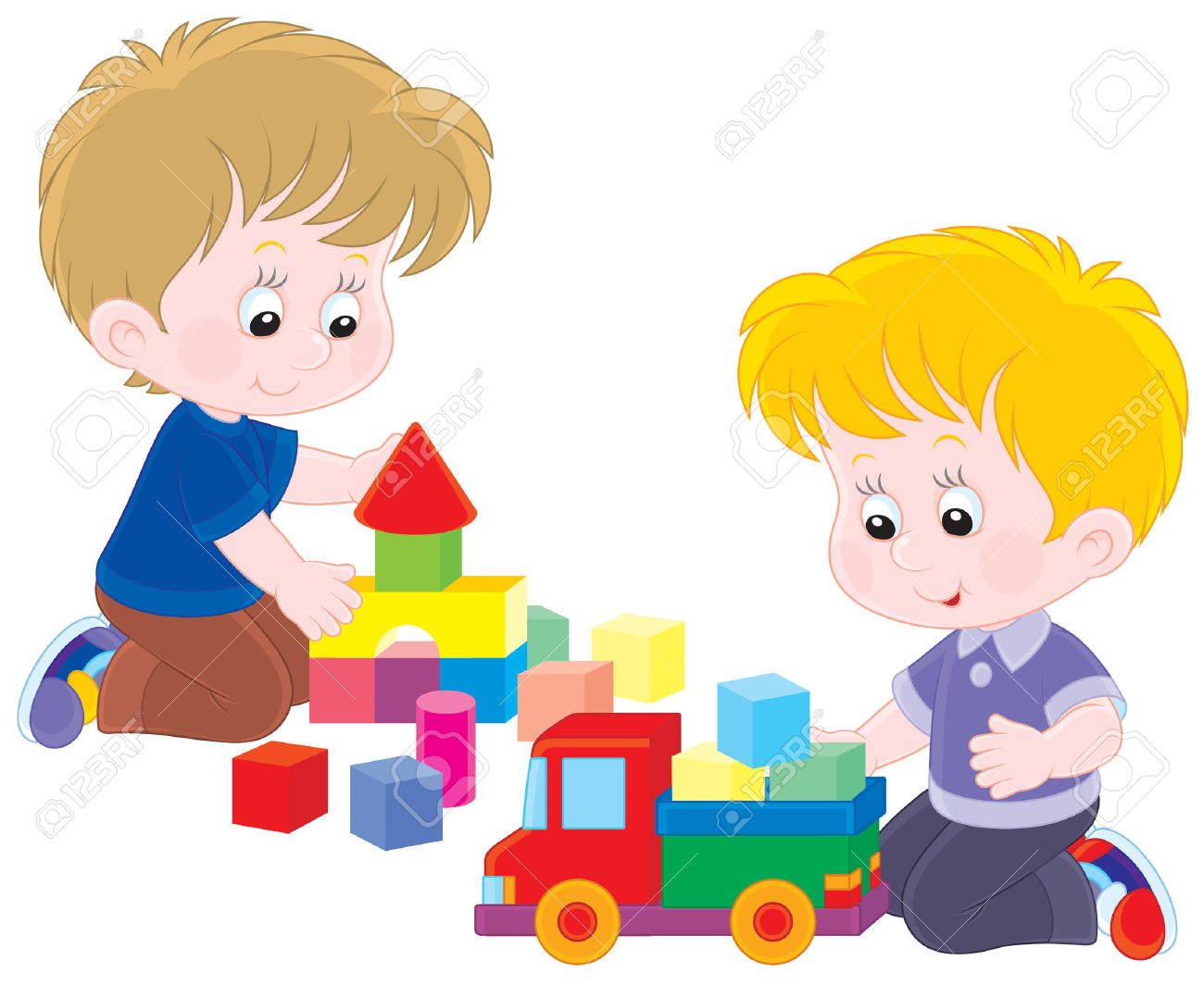 Kids Playing With Toys Clipart.