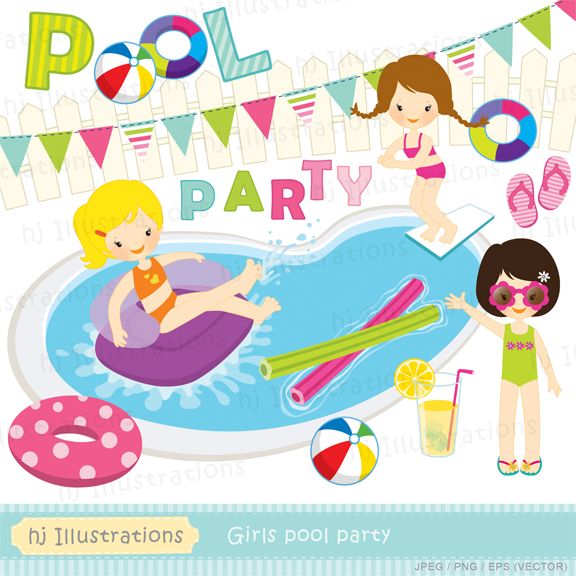 cute pool party clipart #kids #party #decor #poolparty.