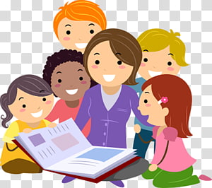 Child , Students, group of children studying illustration.