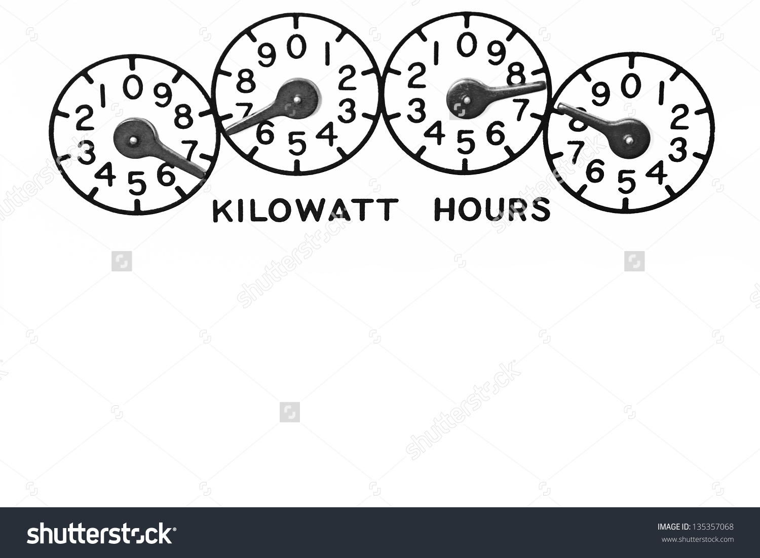 Conventional Mechanical Kilowatt Hour Electric Meter Stock Photo.