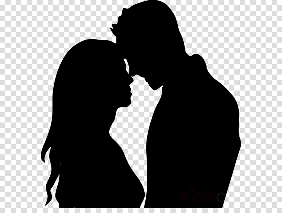 romance silhouette love interaction kiss clipart.