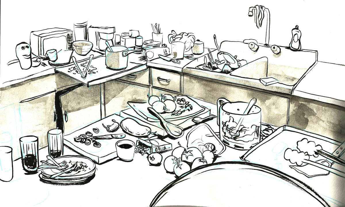 kitchen table mess clipart