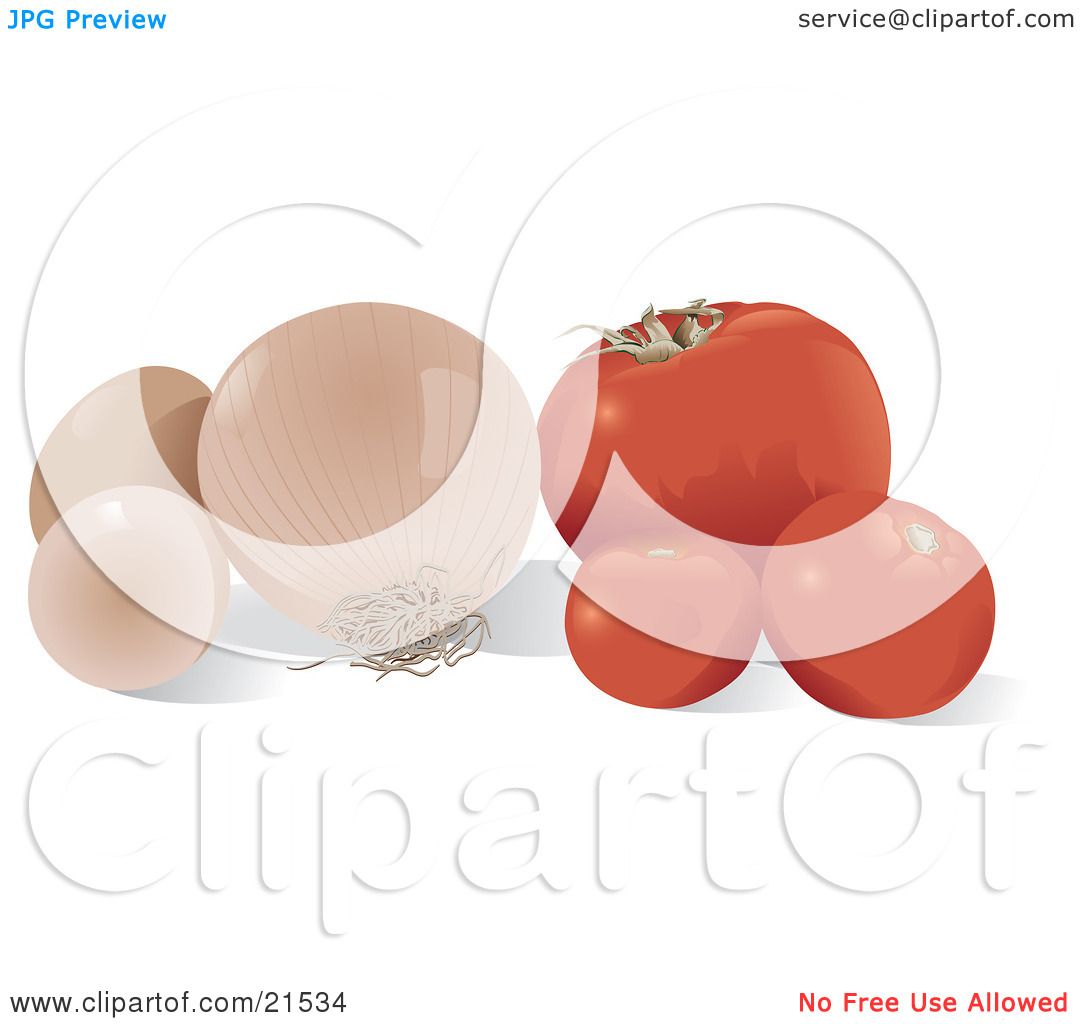 Clipart Illustration of a Still Life Of Red Tomatoes, A White.