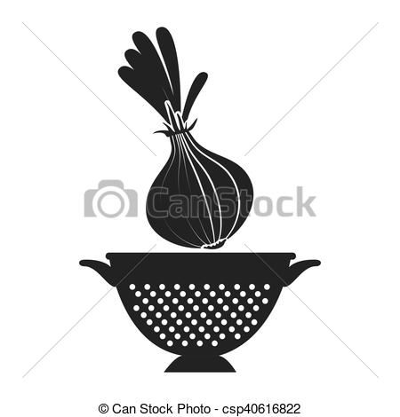 Vector Illustration of vegetable and kitchen colander.