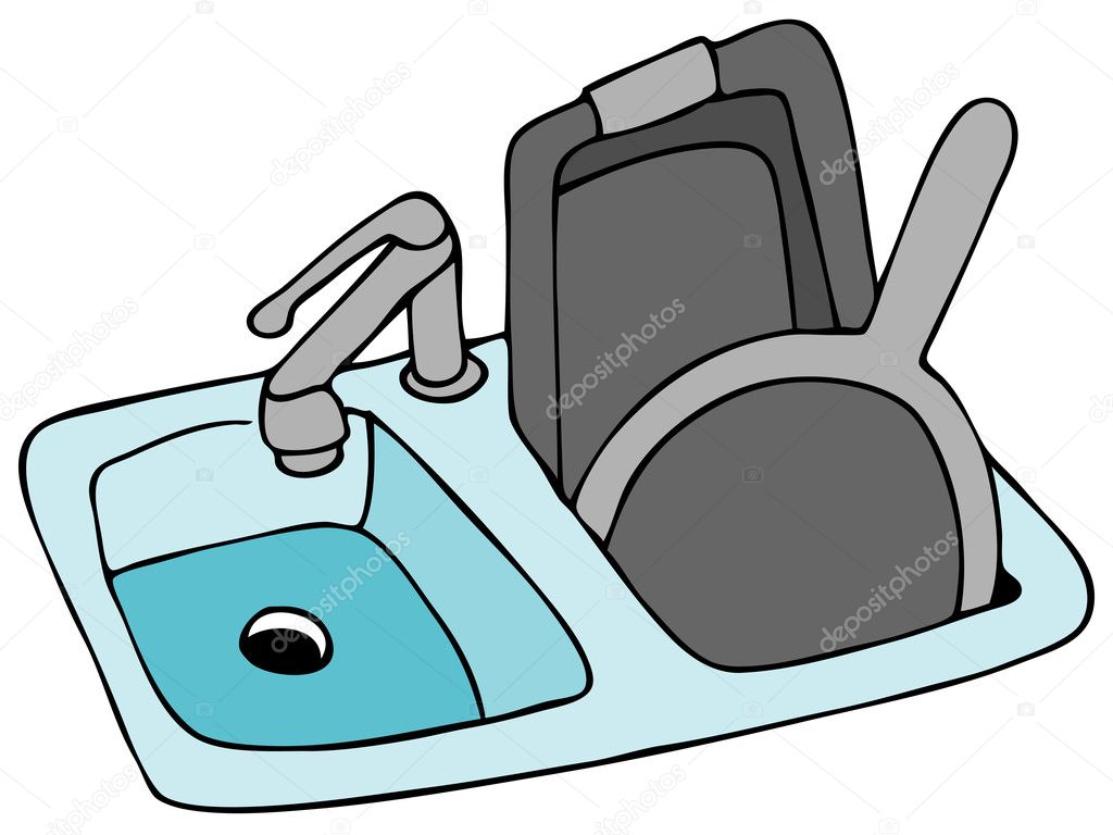 kitchen sink with water cartoon