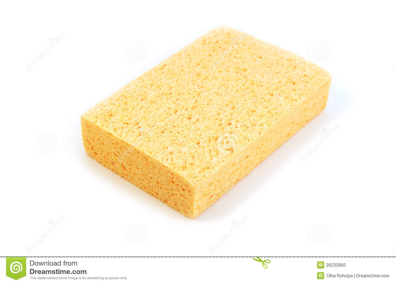 Yellow Kitchen Sponge Stock Photo.