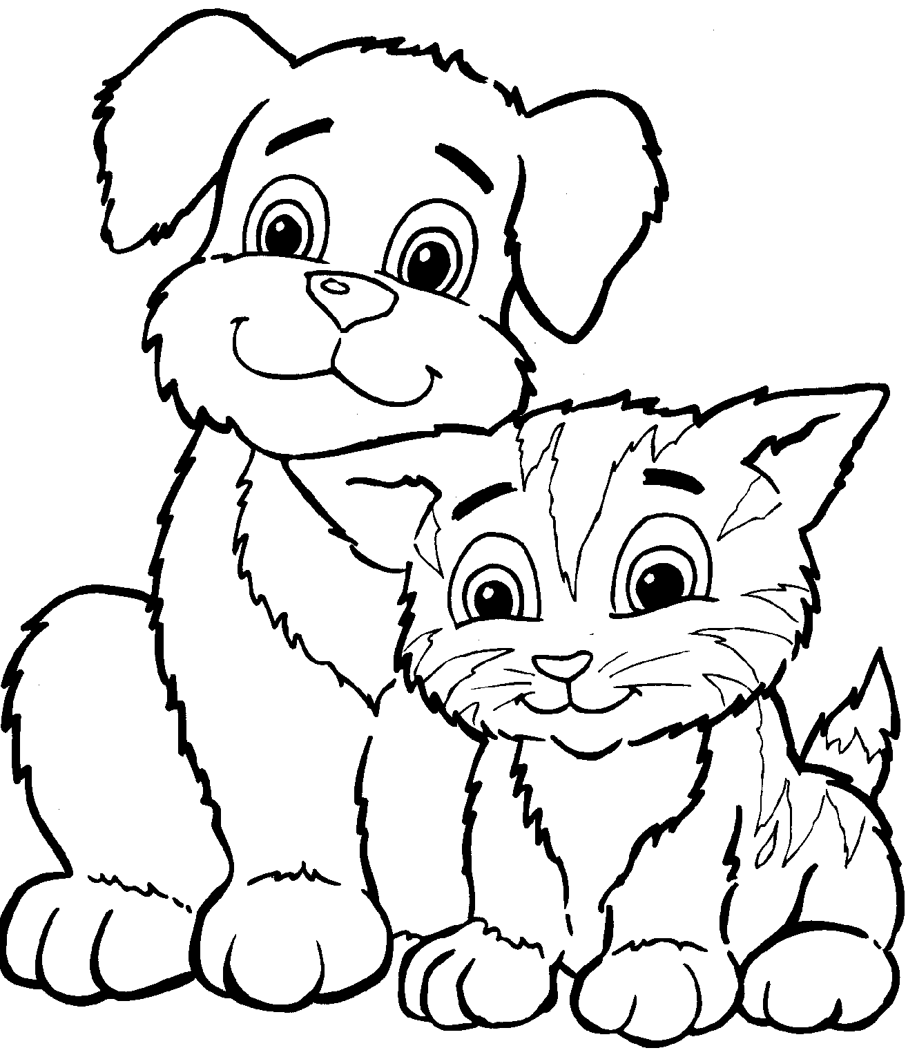 Puppies And Kittens Colouring Pages Puppy And Kitten.