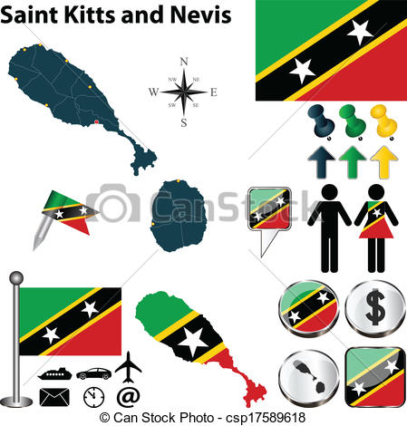 Vector Clip Art of Map of Saint Kitts and Nevis.