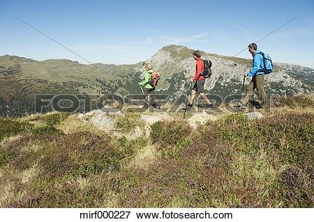 Picture of Austria, Kleinwalsertal, Group of people hiking on.