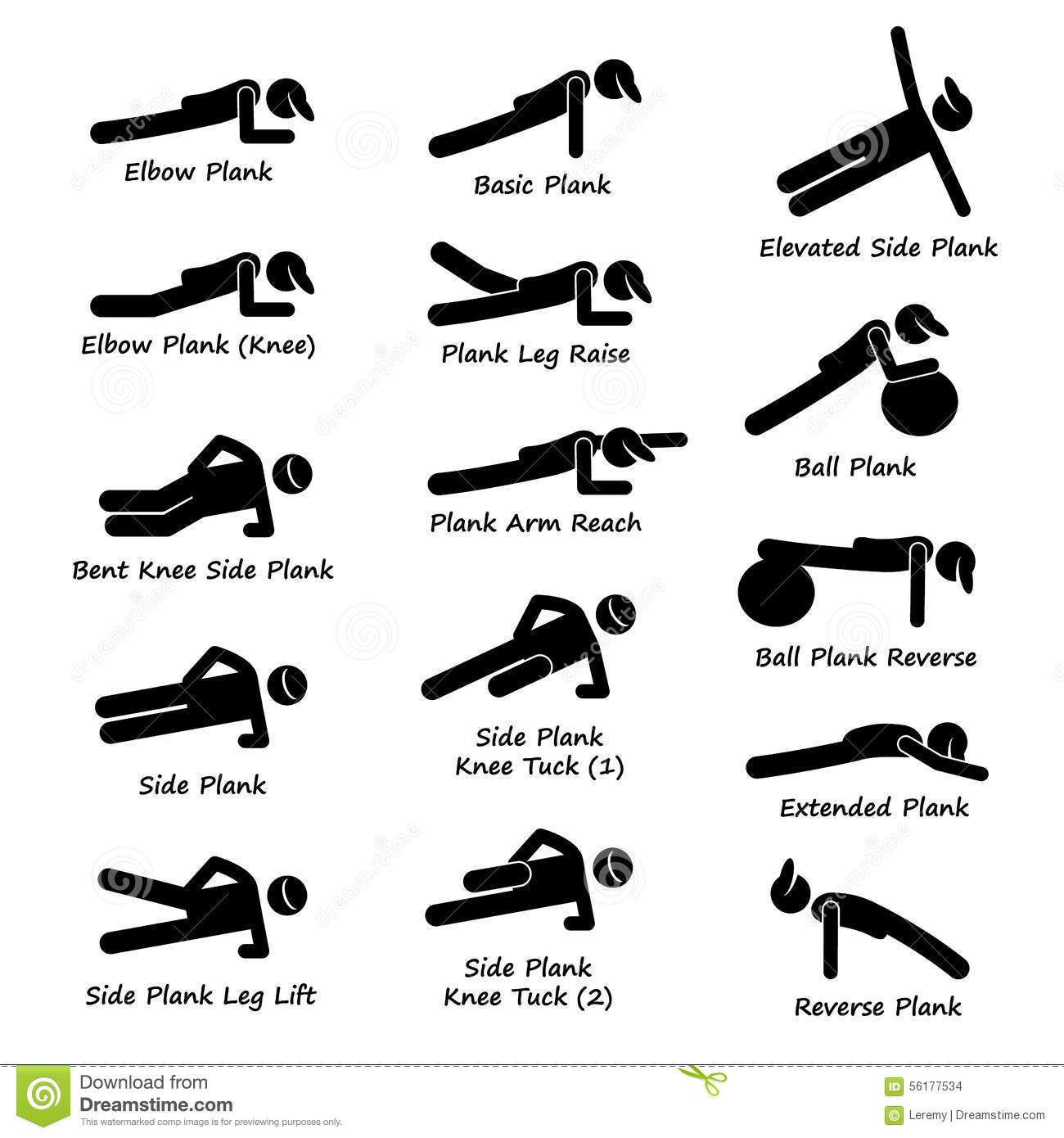 Body Workout Exercise Fitness Training (Set 3) Clipart Stock.