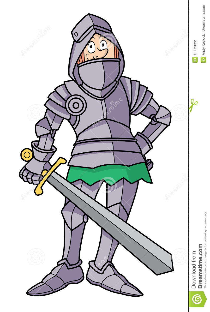 Cartoon Skinny Knight In Armor Stock Photography.