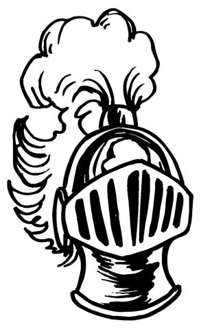 Knight helmet clipart black and white.