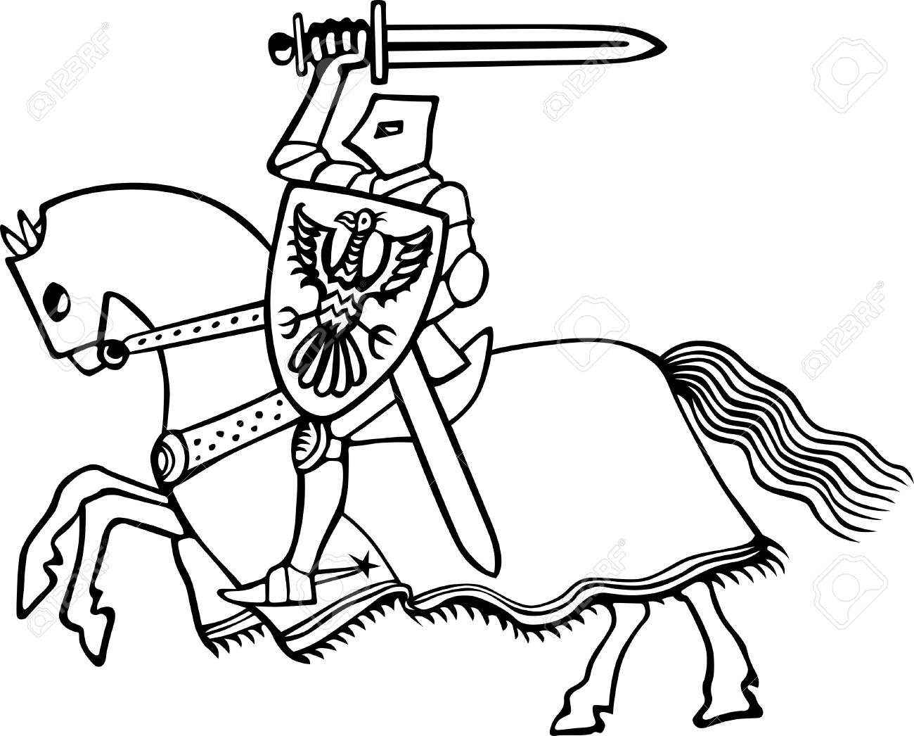 knight on horse clipart black and white 20 free Cliparts | Download ...