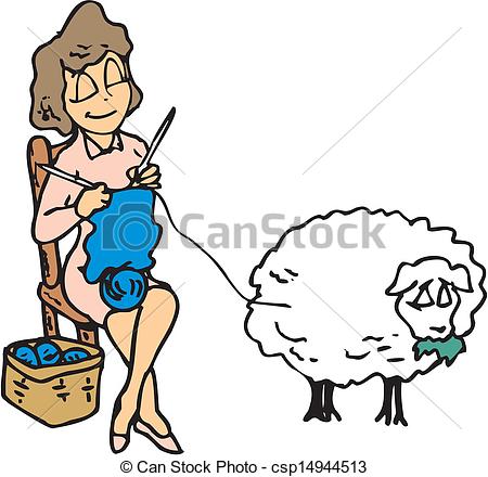 Knitting woman Clipart Vector Graphics. 263 Knitting woman EPS.